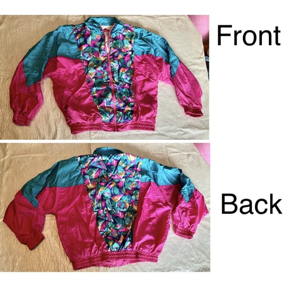 Vintage Westside Connection Pink Teal Abstract Colorblock Windbreaker Jacket L
